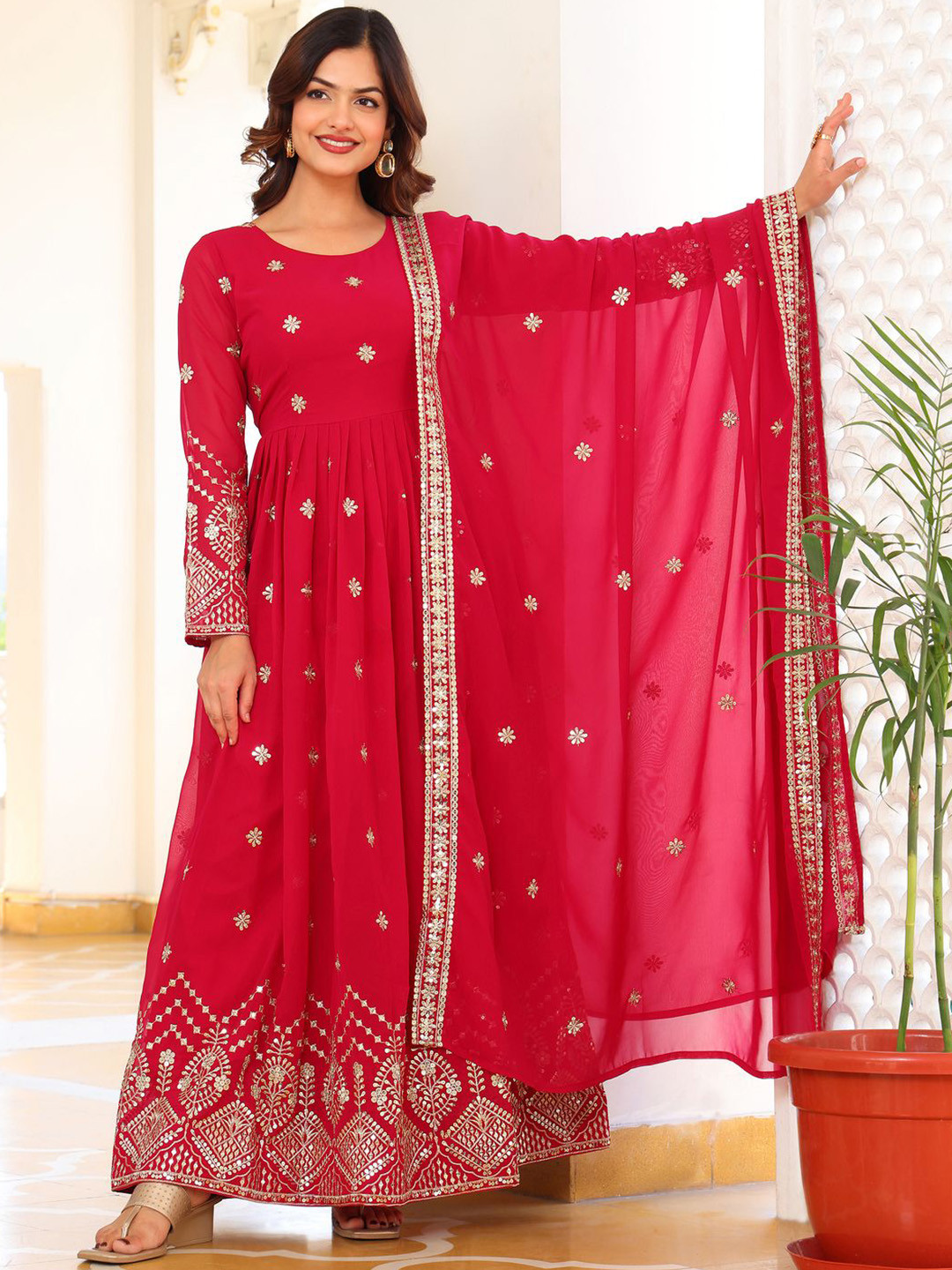 KALINI Embroidered Kurta Set With Dupatta
