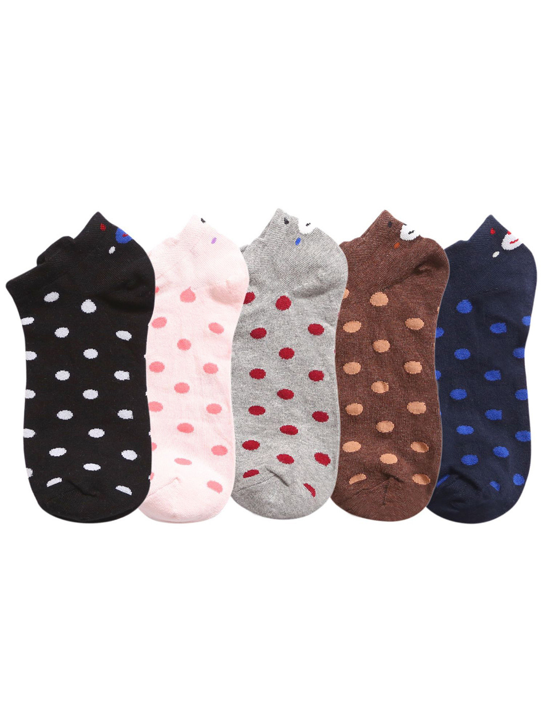 N2S NEXT2SKIN Women Pack Of 5 Assorted Patterned Sneaker-Length Socks
