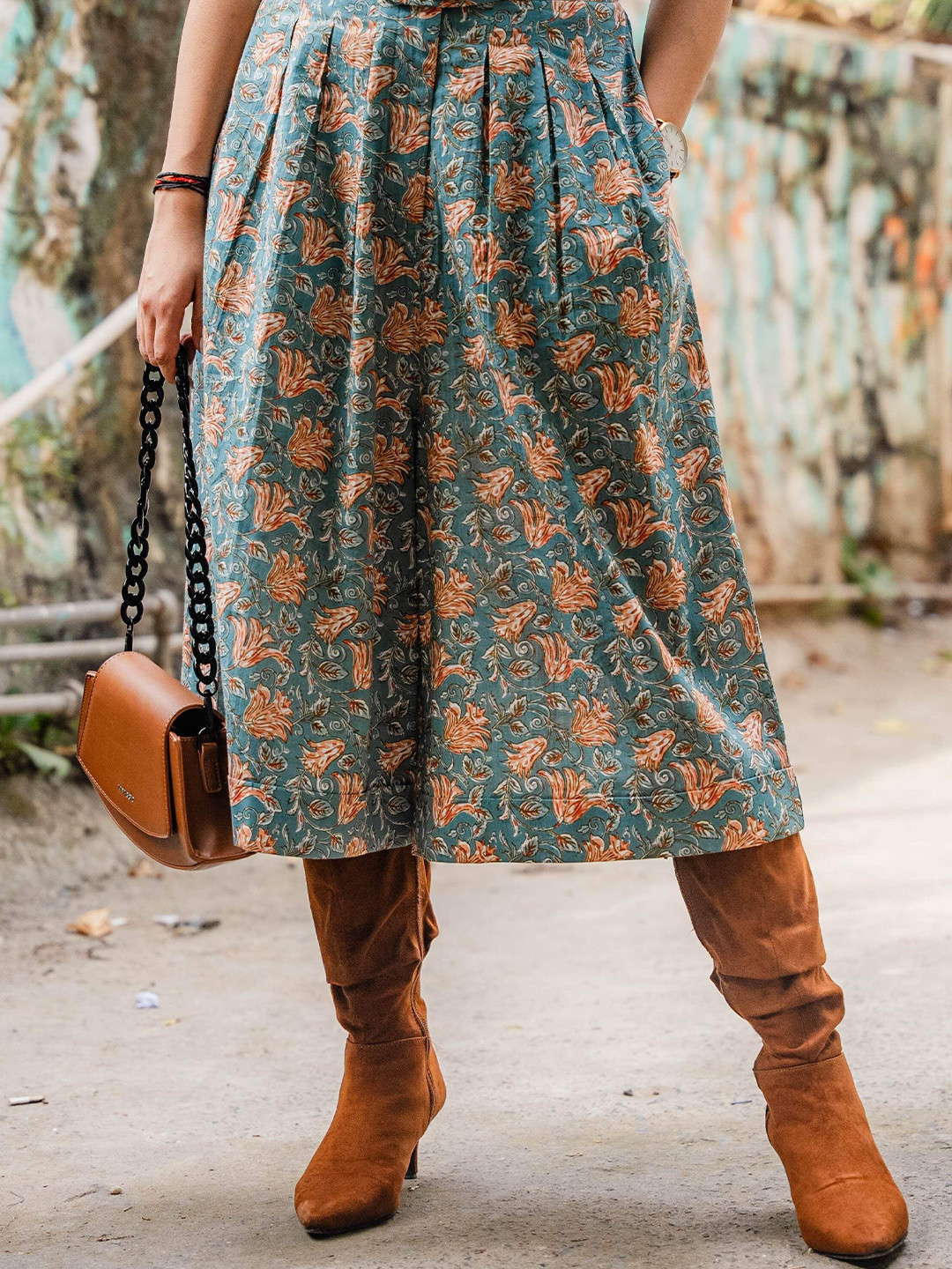 ODHANON Floral Printed Culottes Trousers