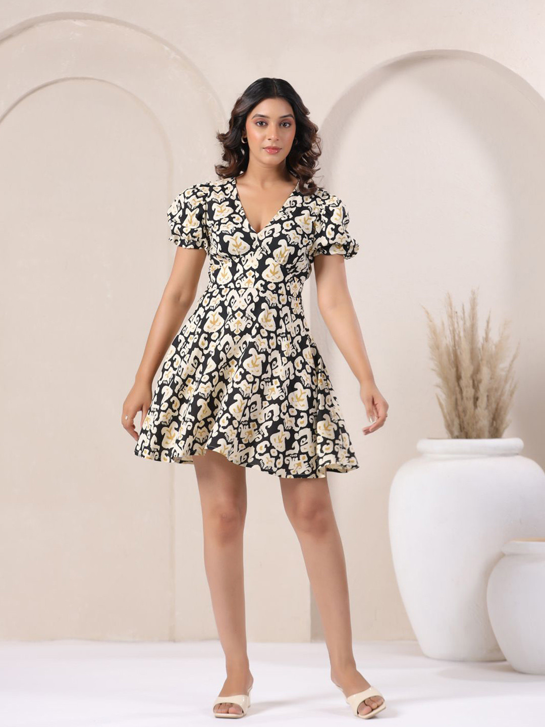 Zenava by Myntra Ikat Print Fit & Flare Mini Dress