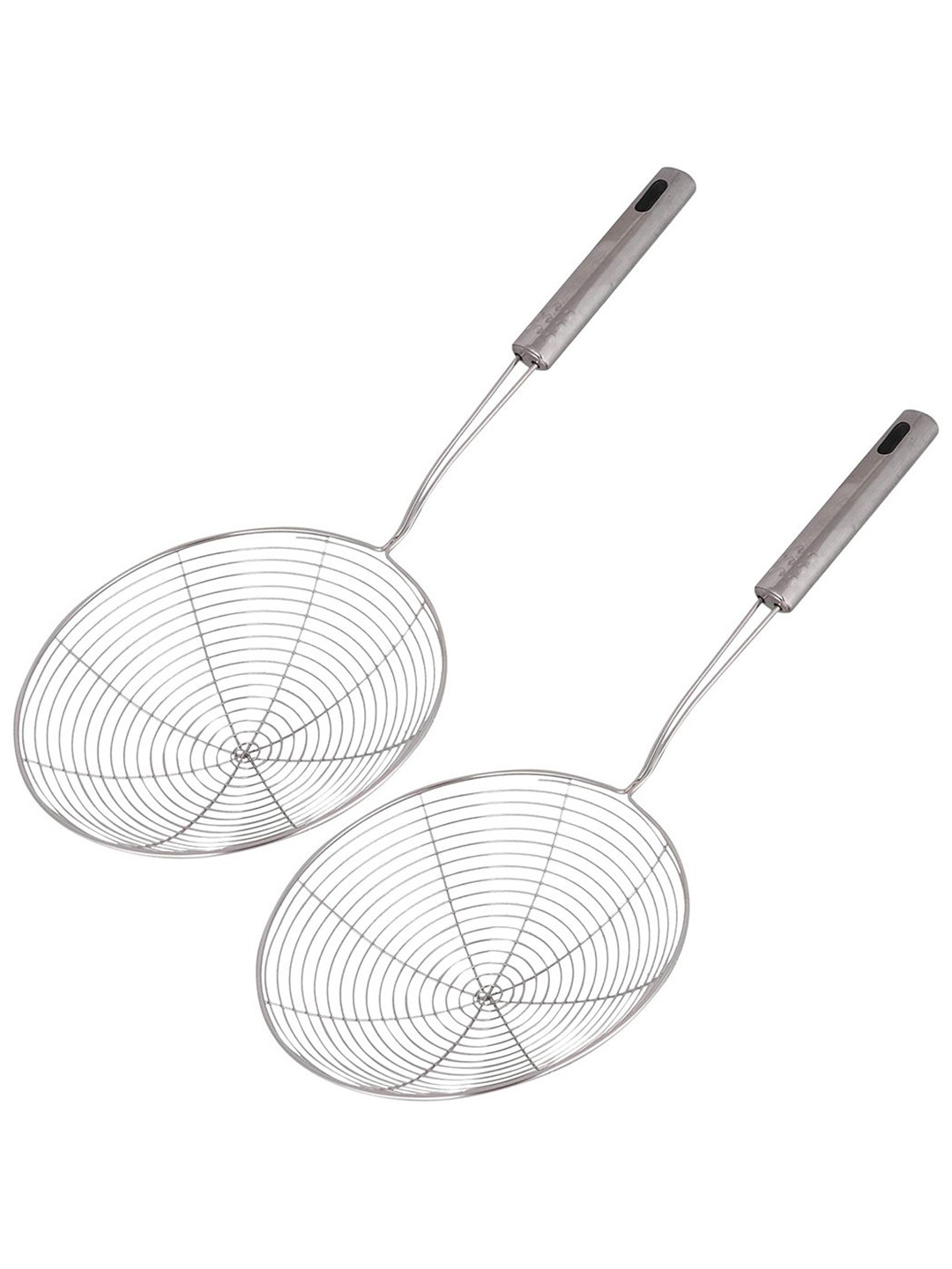 Kuber Industries Pack of 2 Silver-Toned Stainless-Steel Strainer Frying Basket