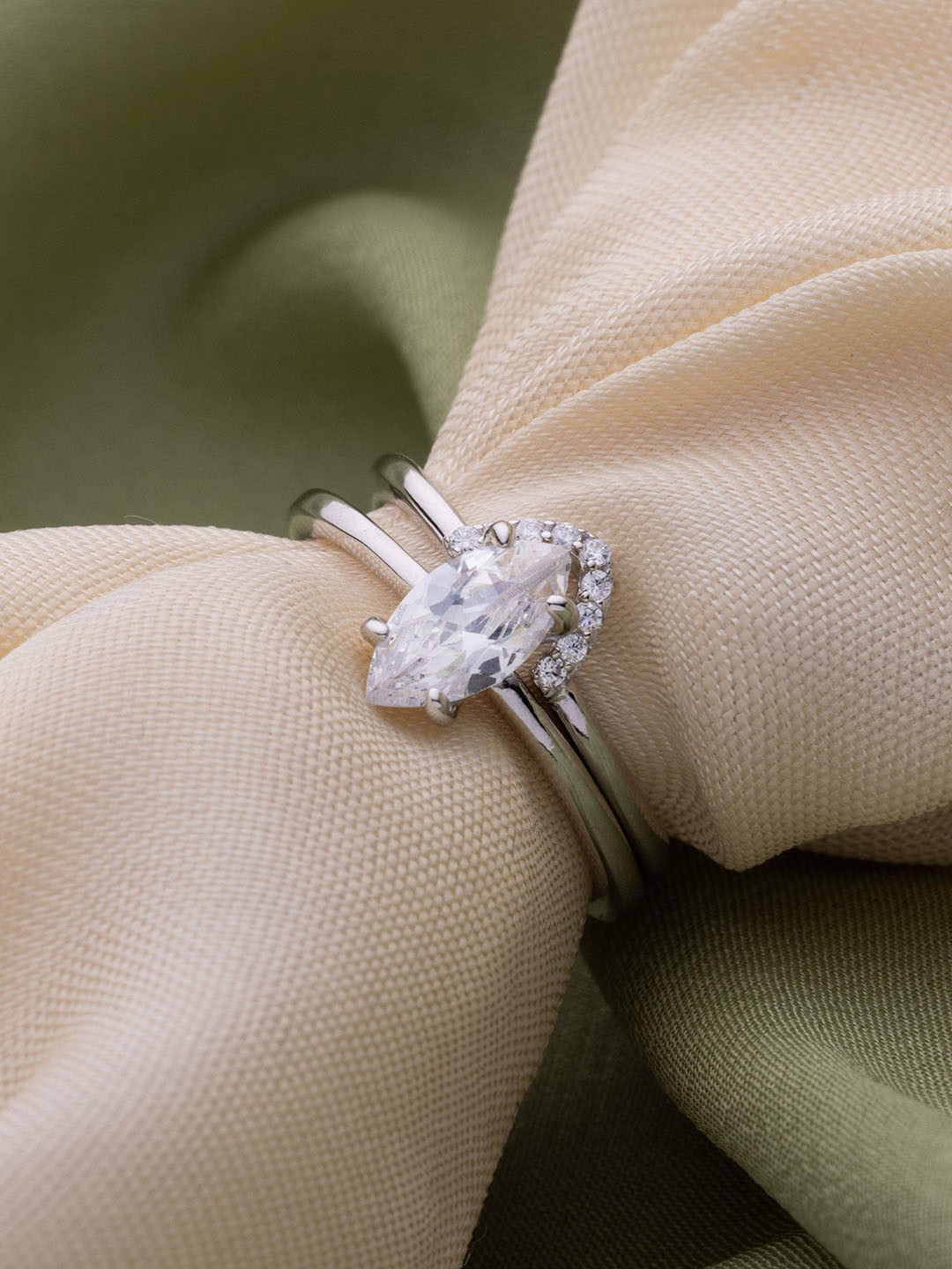 LIORA 925 Silver Jewellery Set Of 2 Sterling Silver Rhodium Plated Stacking Rings