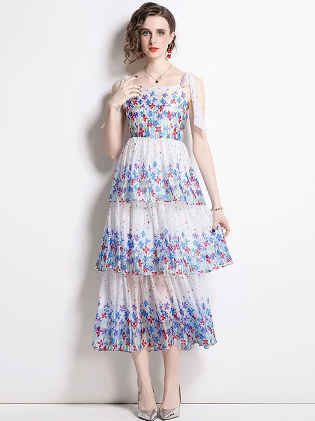 MADE FOR HER LABEL Floral Print Chiffon Maxi Midi Dress