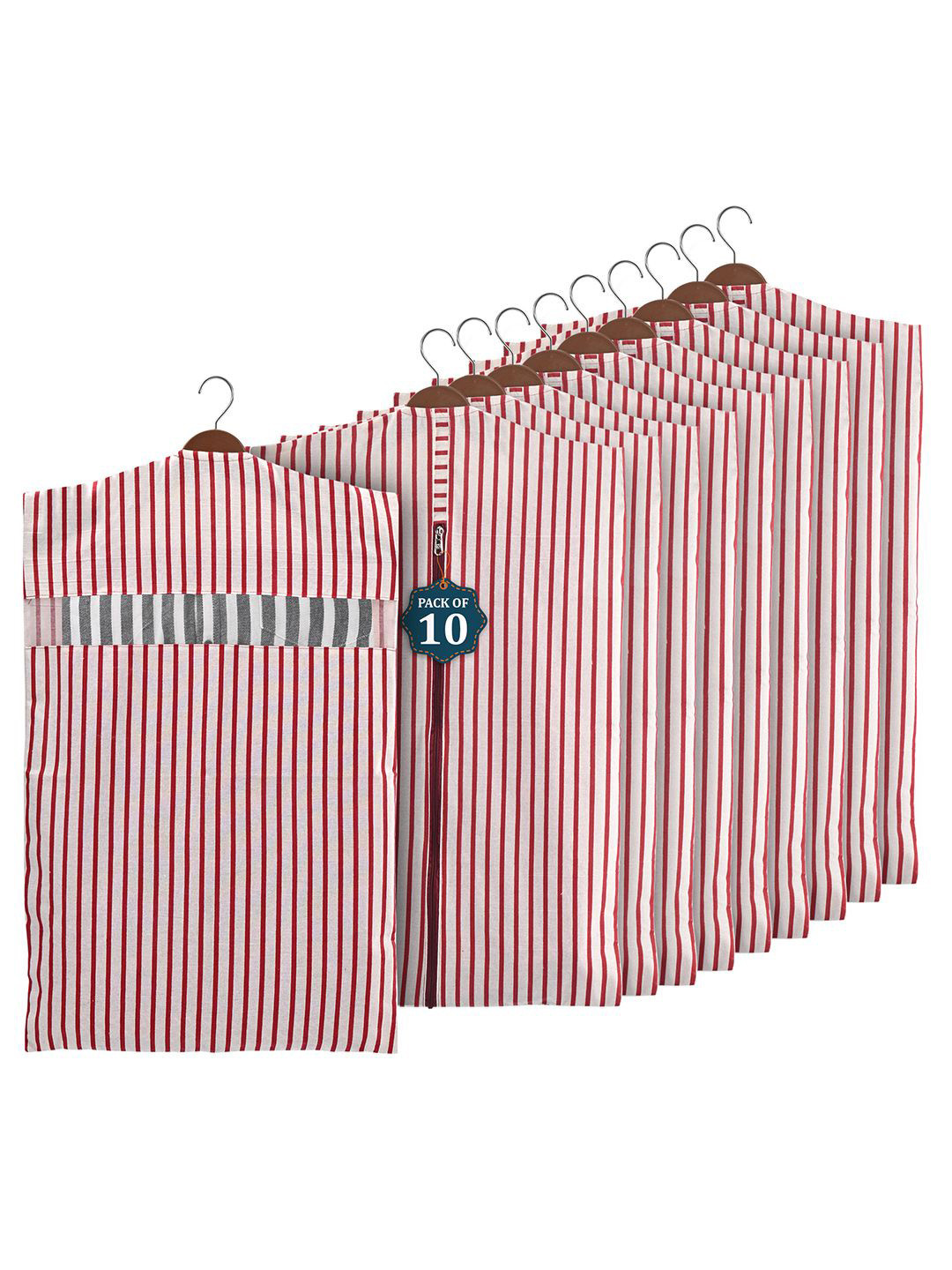 Kuber Industries Maroon 10 Pcs Storage Bag Clothes Cover Regular Multi-Utility Organisers