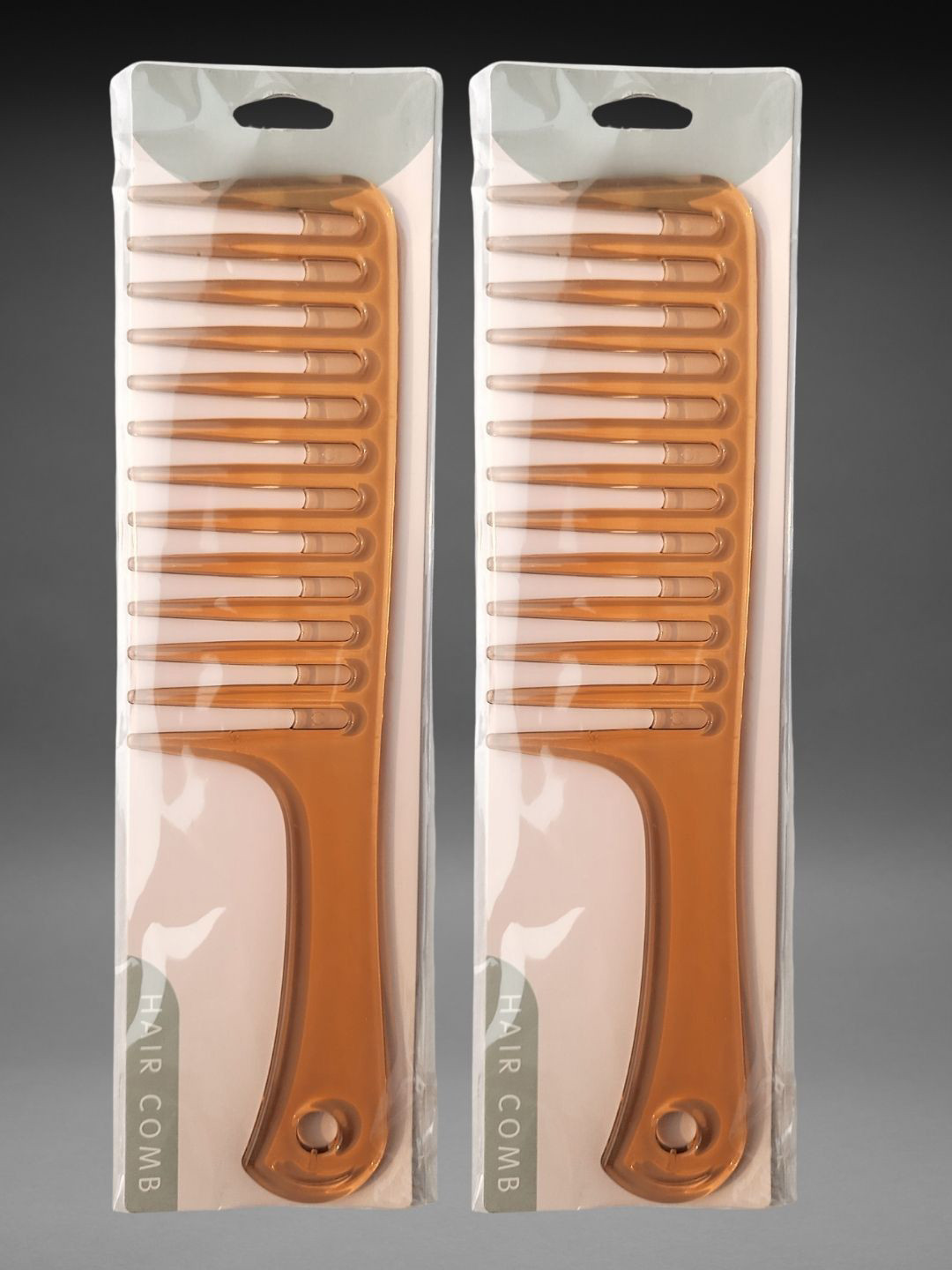 basicare Set Of 2 Wide Teeth Detailing Hair Combs - Brown K3221