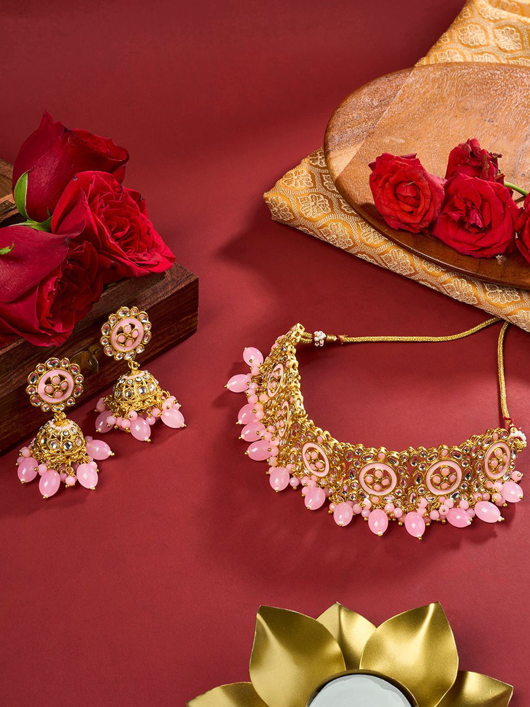 TEEJH Gold-Plated Vrushali Beaded Jewellery Set