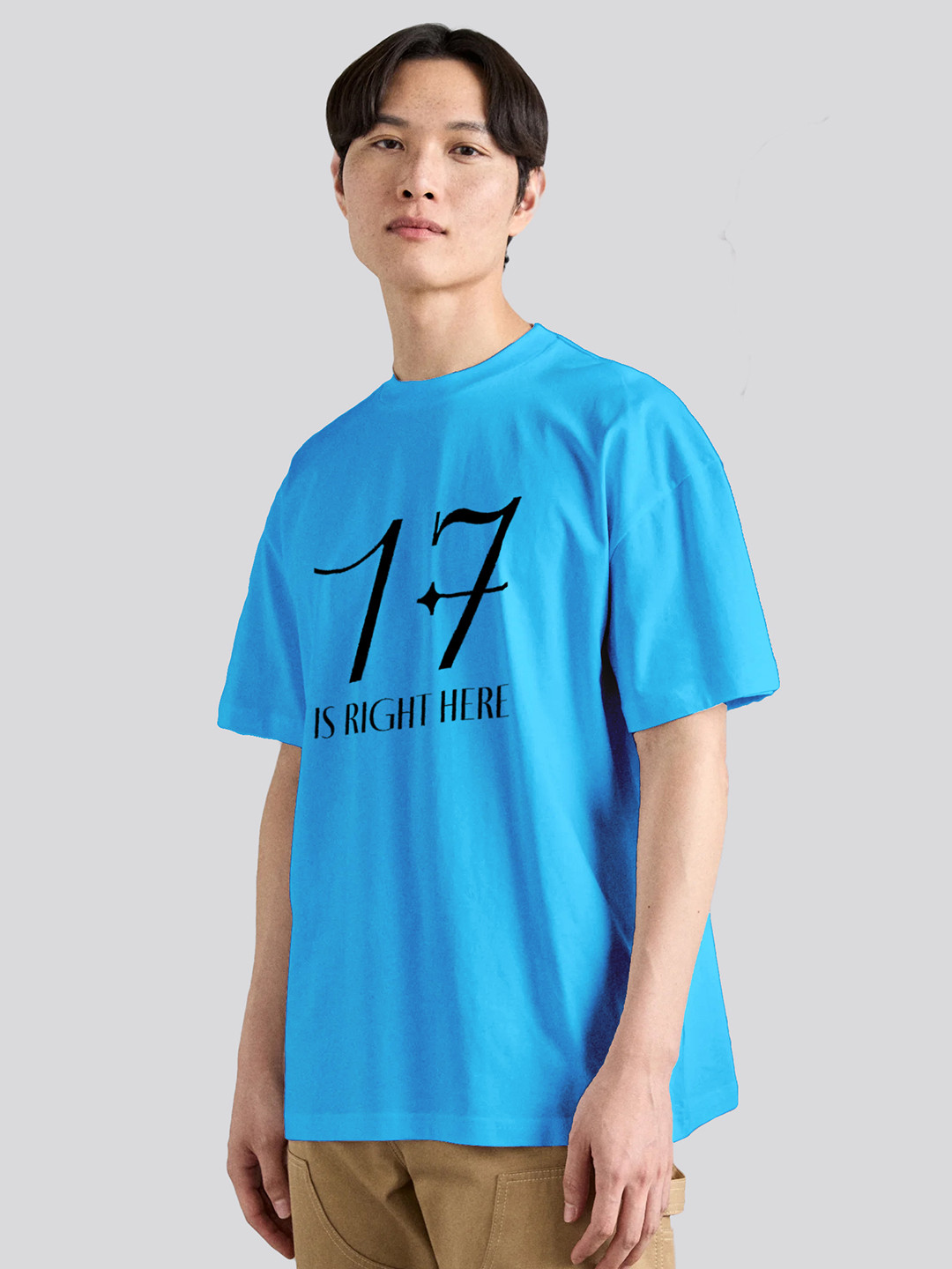 The Korhean Store Unisex Seventeen is Right Here Streetwear Regular Fit Graphic Printed Cotton Tshirt