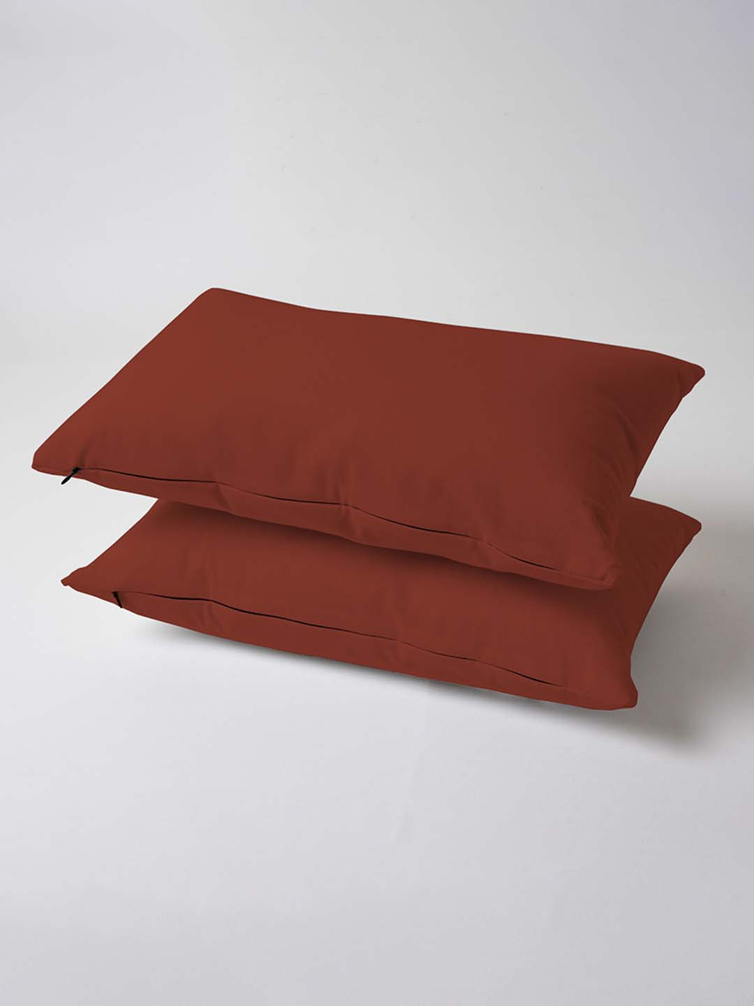 SKANDA FAB Brown 2 Pieces Pure Cotton Rectangular Pre Filled Sofa Cushions