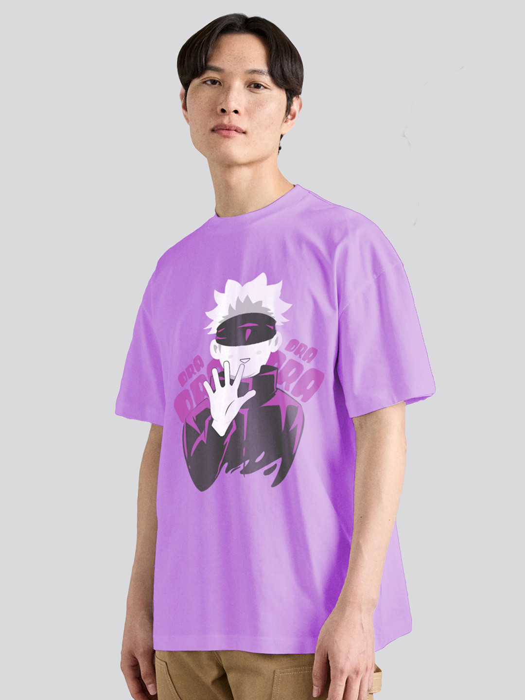 The Korhean Store Unisex Anime Jujutsu Kaisen Ora Ora Streetwear Regular Fit Graphic Printed Cotton Tshirt