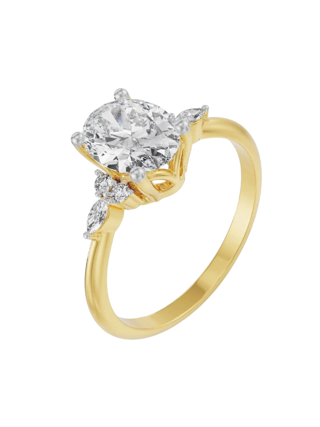 Emori Oval Cluster Engagement Lab Diamond Ring in 18KT Gold