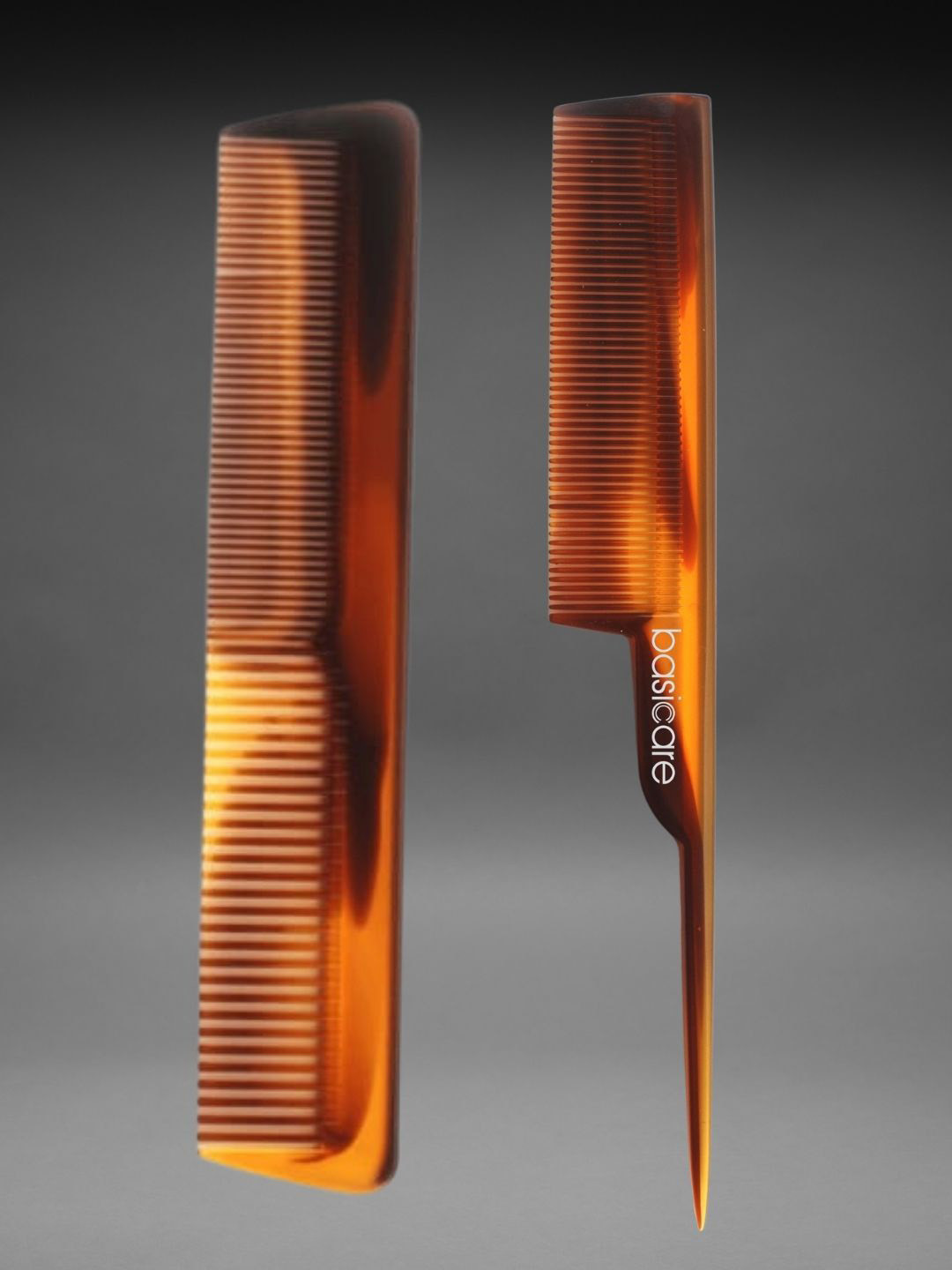 basicare Set Of 2 Military & Tail Detailing Hair Combs - Brown