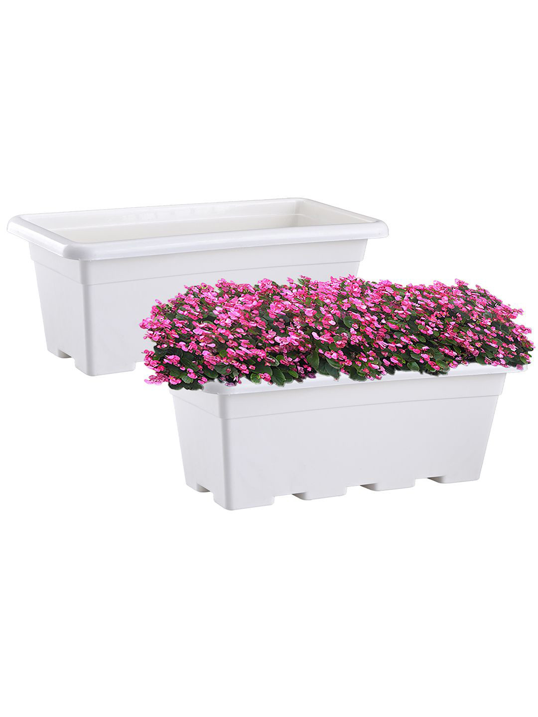 Kuber Industries 2Pcs White Rectangle Shaped Window Planters