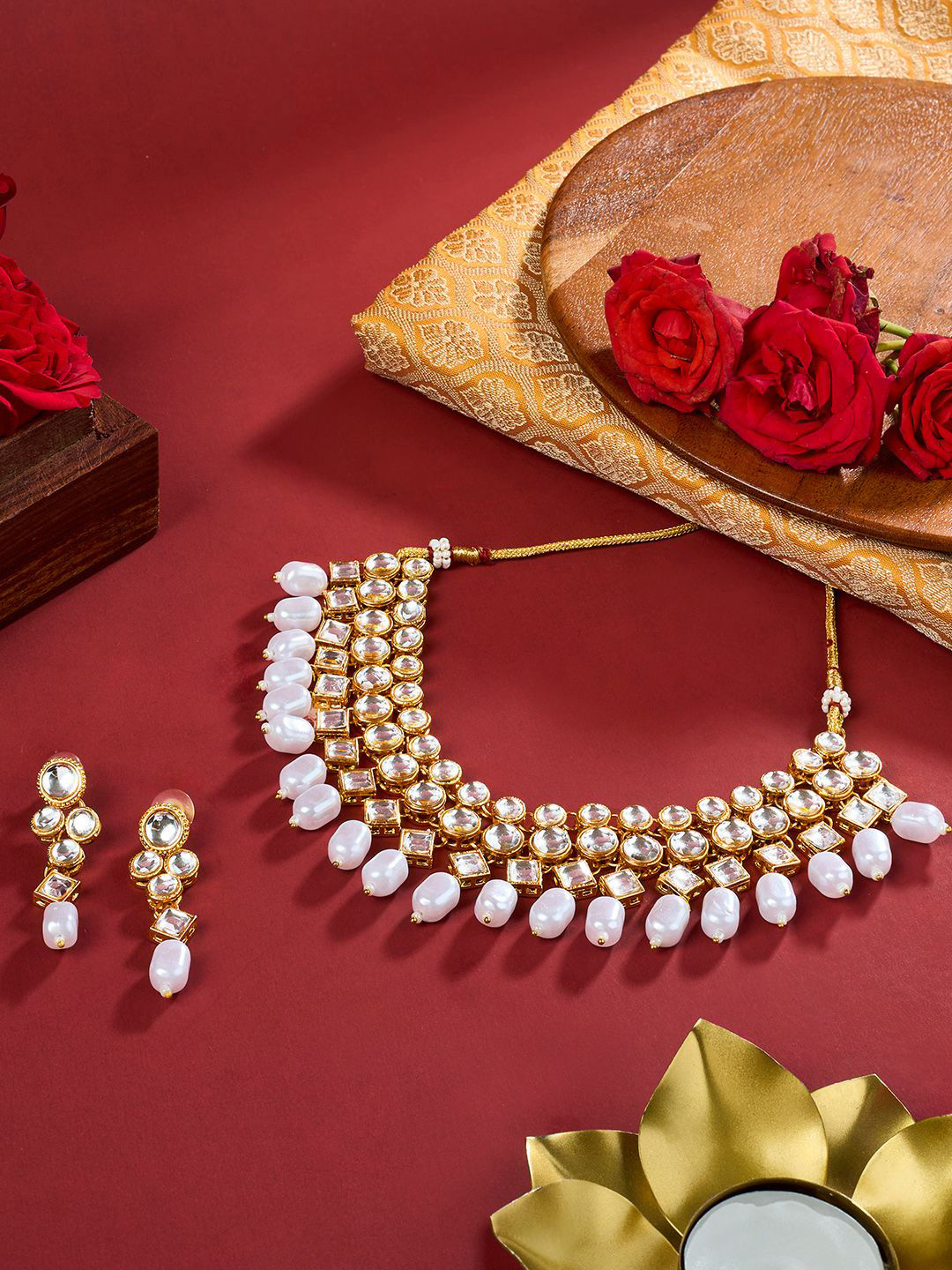 TEEJH Gold-Plated Trishala Beaded Jewellery Set