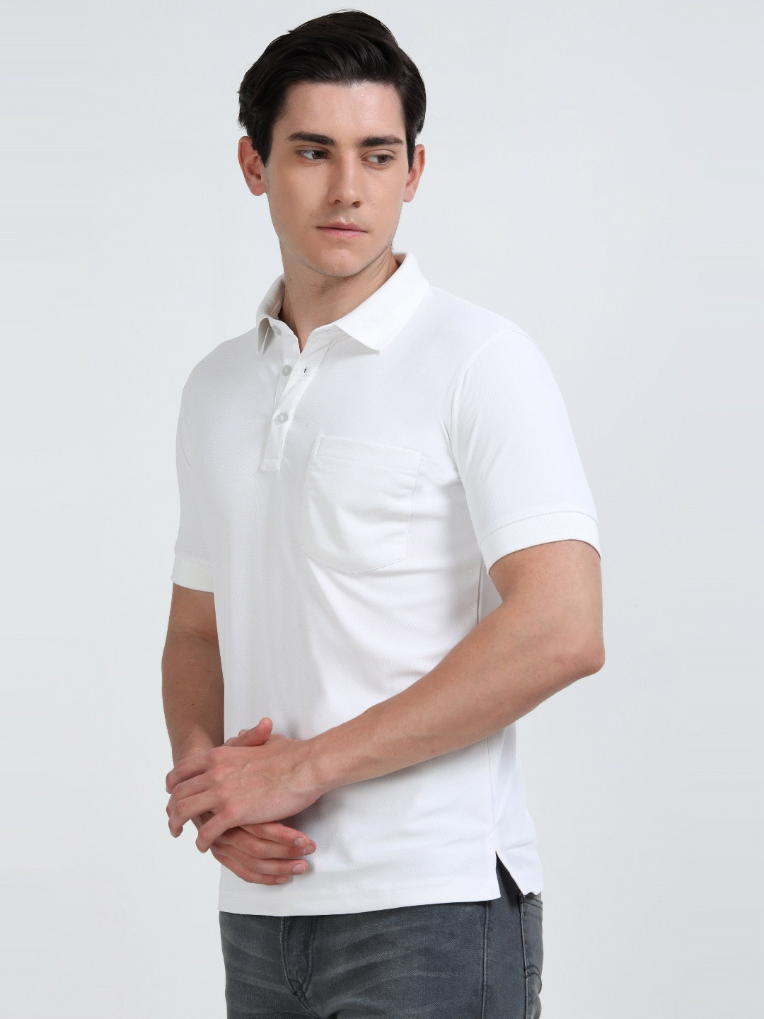 QUCO Poly Pique Structured Pocket Polo T-Shirt