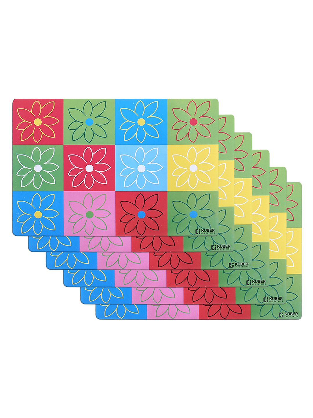 Kuber Industries 6-Pcs Red & Green Printed Fridge Mat
