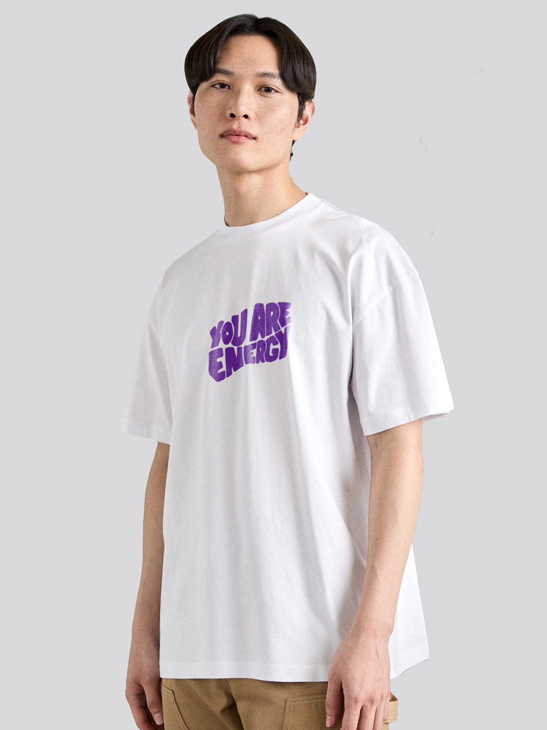 The Korhean Store Unisex You Are Energy  Streetwear Regular Fit Graphic Printed Cotton Tshirt