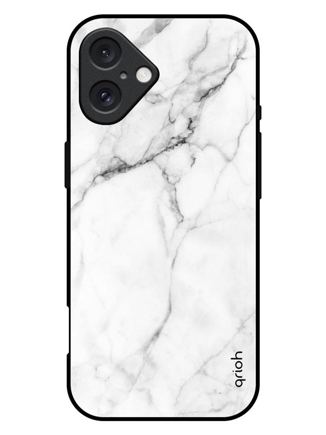 QRIOH Modern White Marble Printed iPhone 16 Plus Back Case