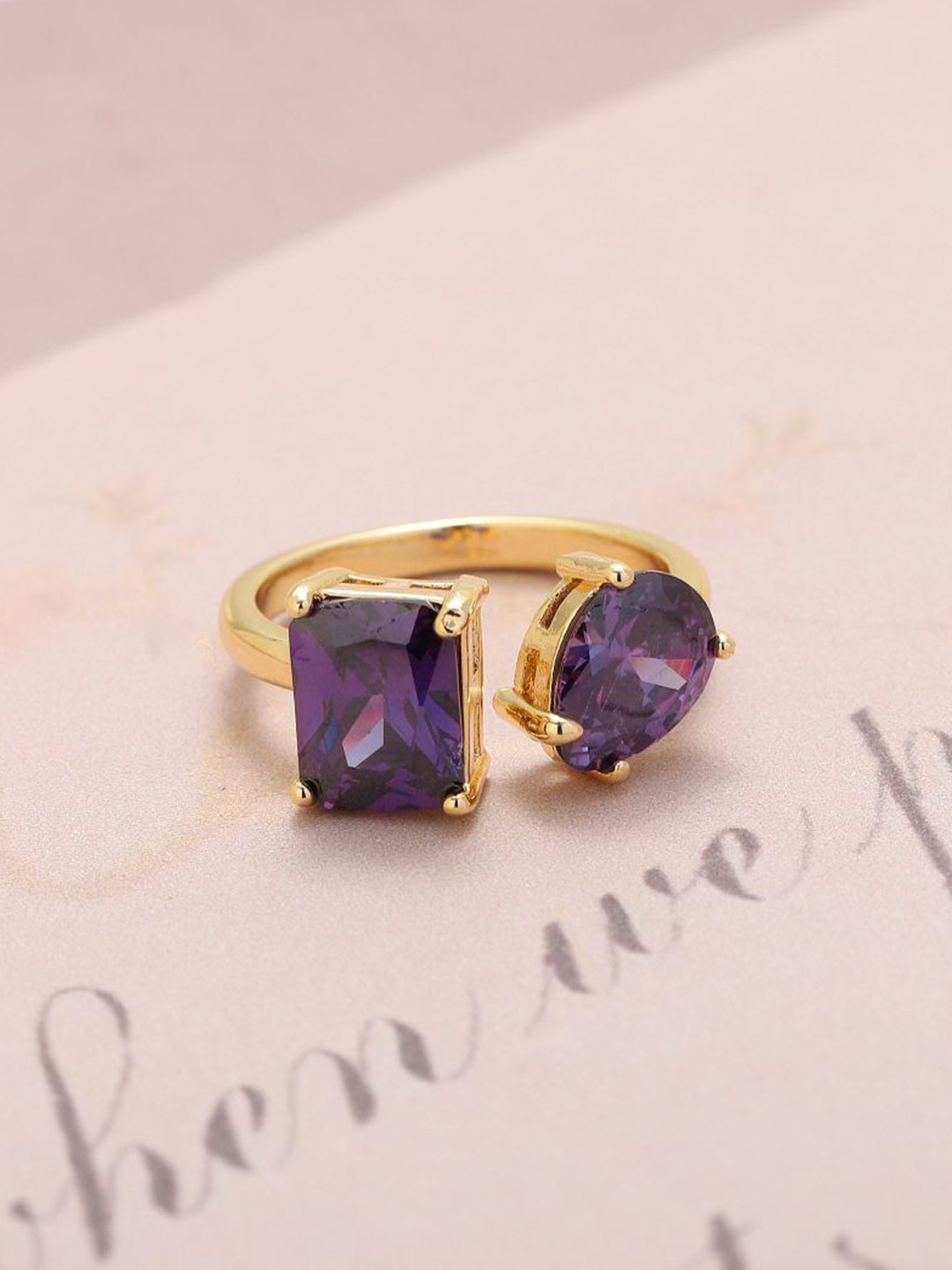 SALTY Plum Bliss Toi-et-Moi Ring For Women & Girls Finger Ring Jewellery Accessories