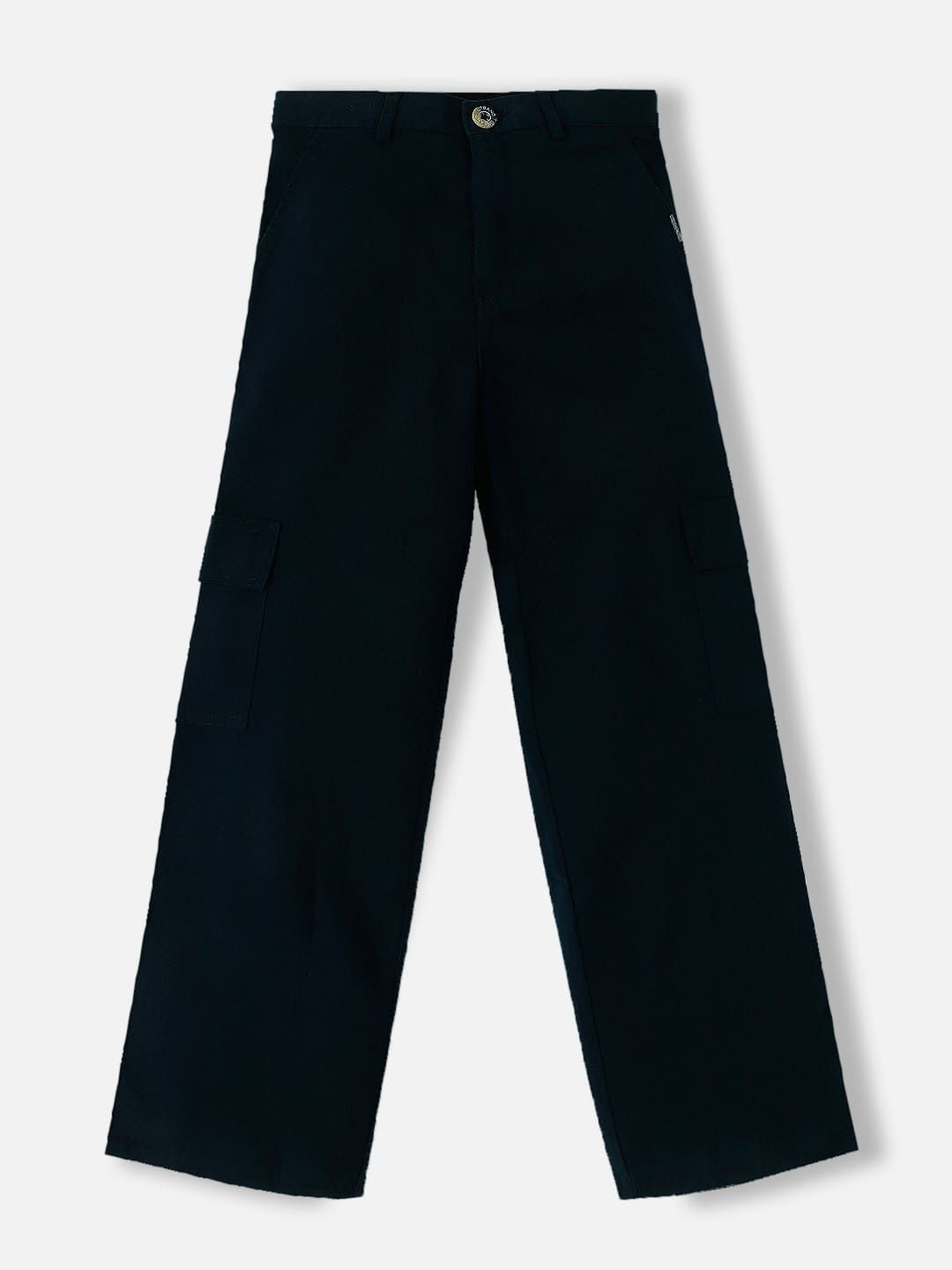 Urbano Juniors Boy's Navy Loose Baggy Fit Solid Cargo Chino Pant Non-Stretchable