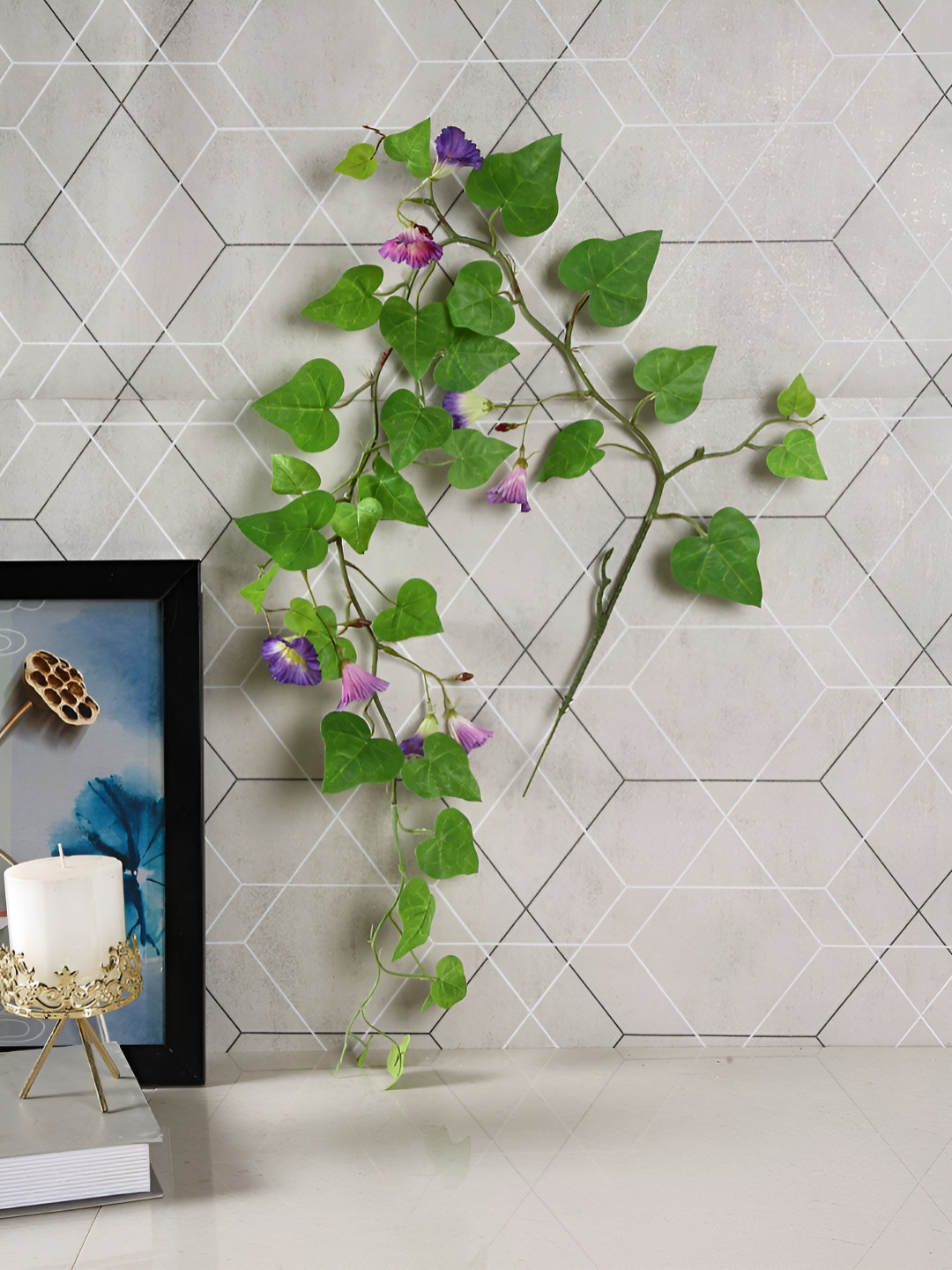 TAYHAA Purple And Green Hanging Morning Glory Artificial Flower