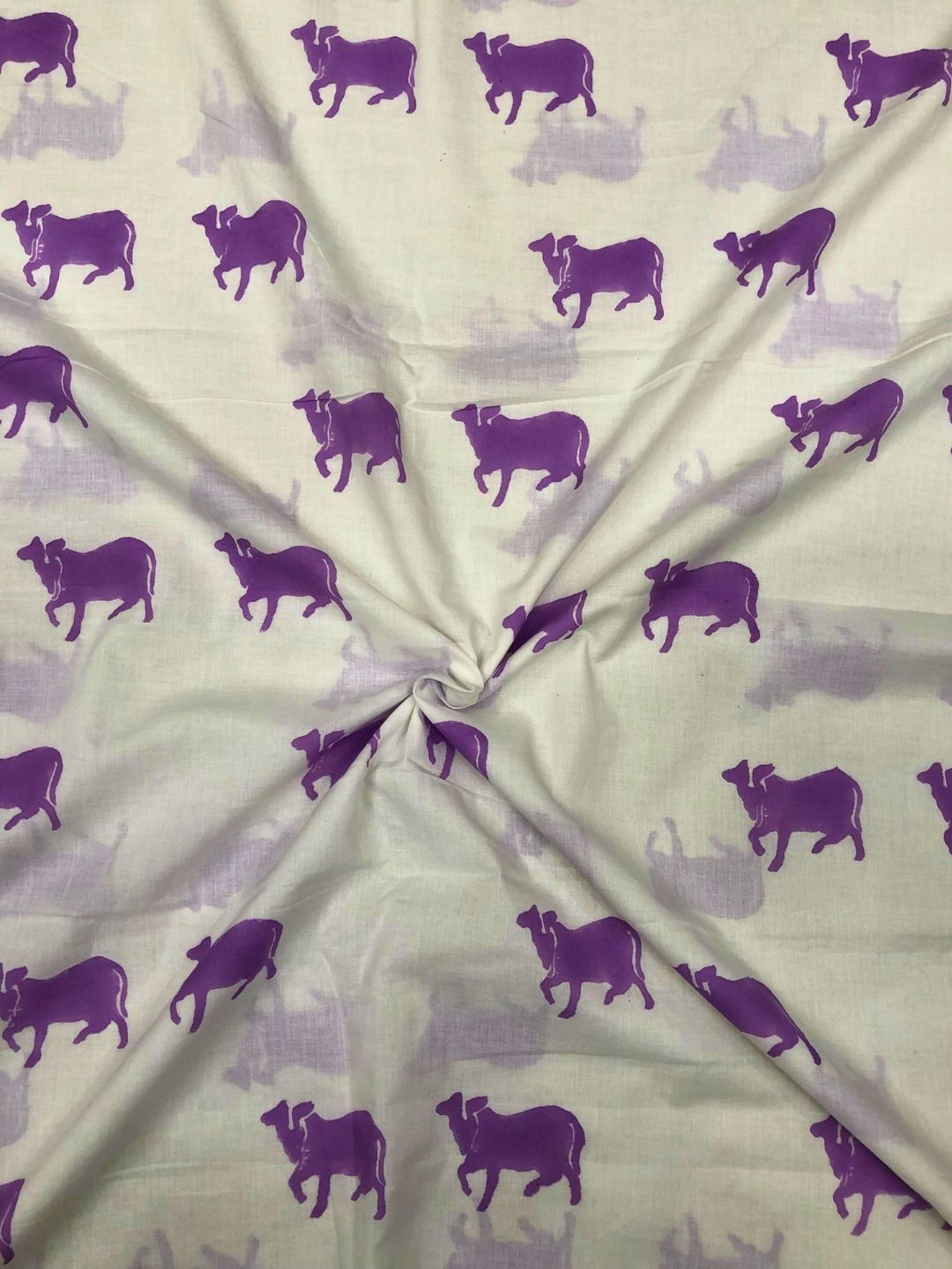 PALASH Animal Block Printed Pure Cotton Unstitched Dress Material