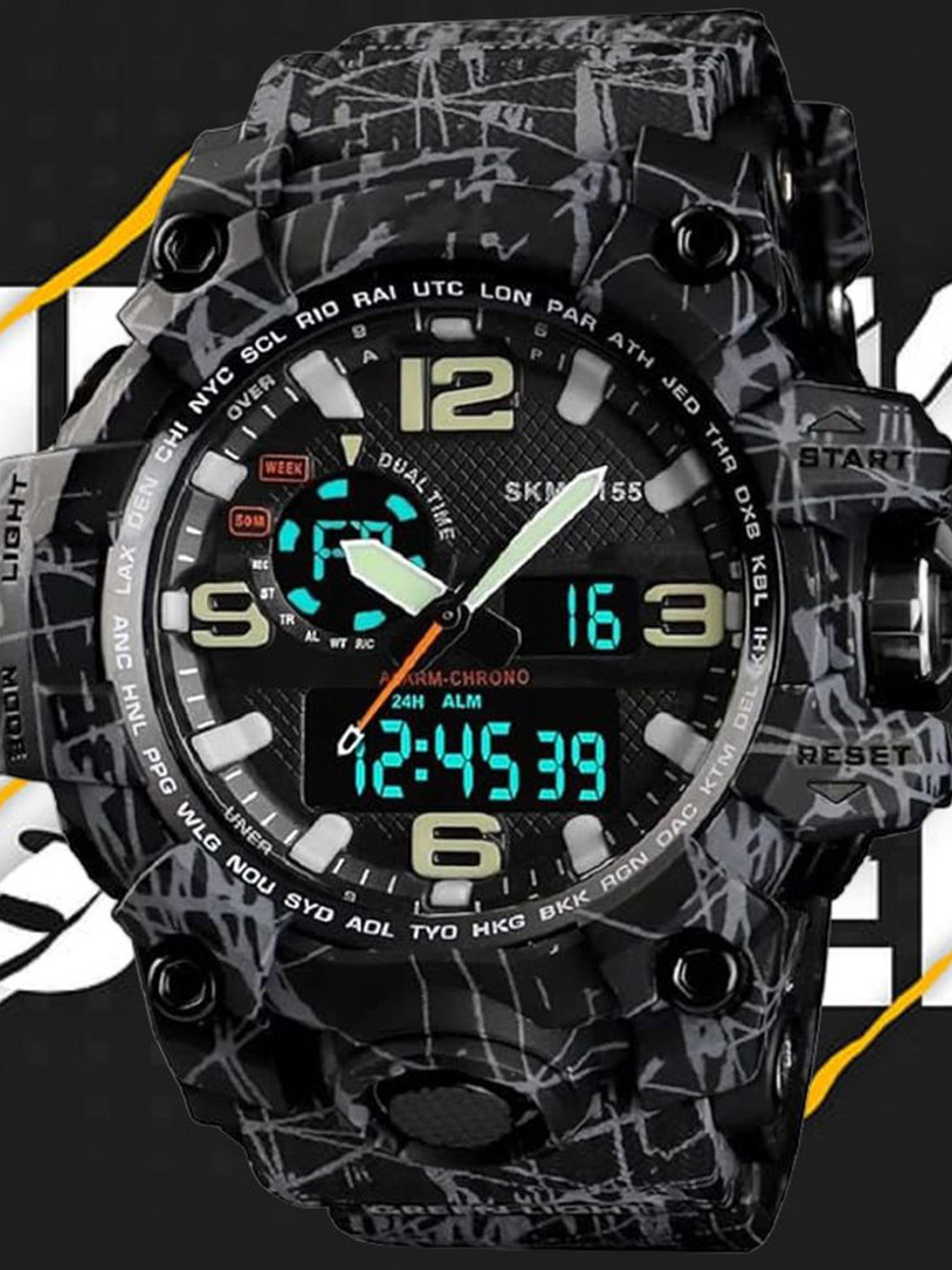 Otage Men Printed Dial & Textured Straps Analogue and Digital Watch Otg 1155 Line1