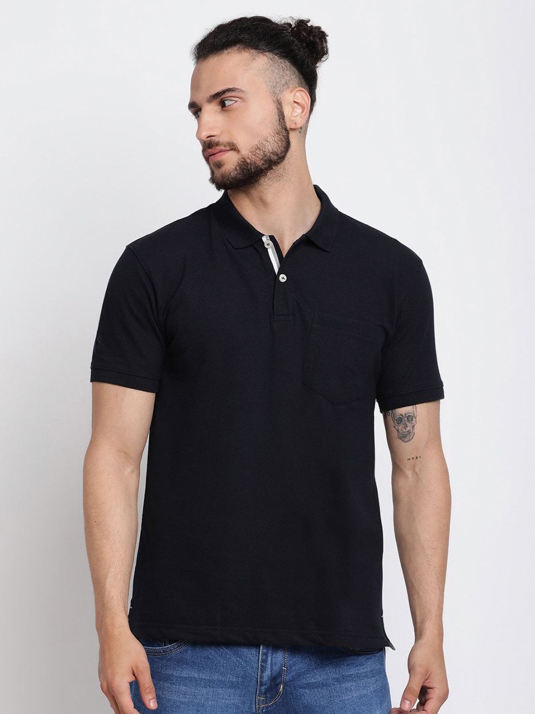Cantabil Men Solid Polo Collar Cotton T-shirt