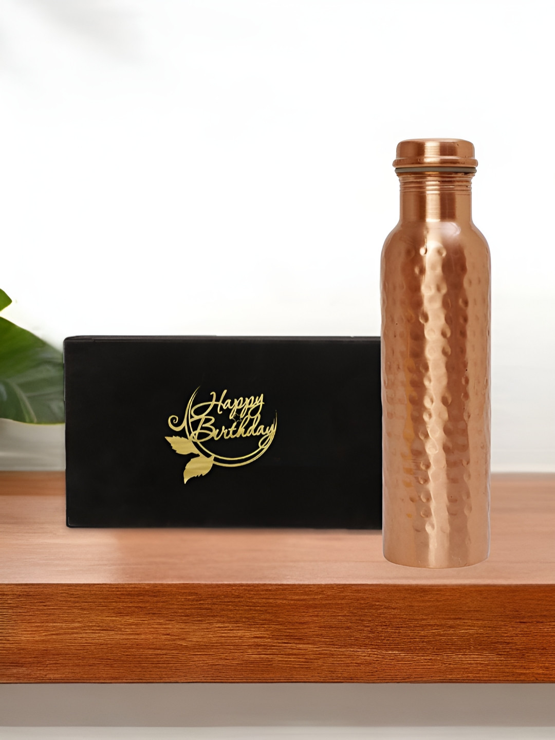 INTERNATIONAL GIFT 3 Pieces Pure Copper Water Bottle With Velvet Box & Bag - 950ml