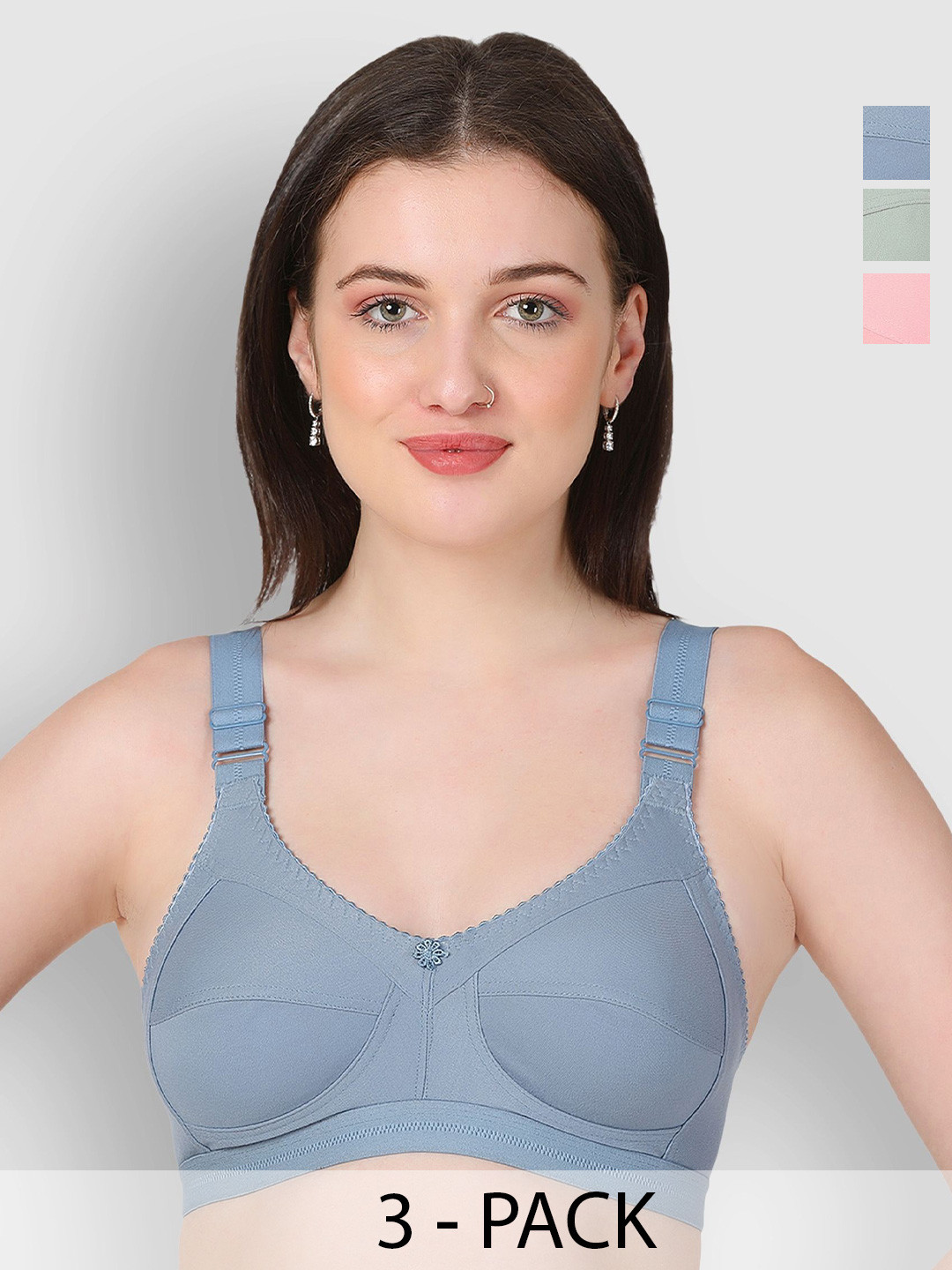 Famup Pack Of 3 Heavy Breast Full Coverage Apple Bra