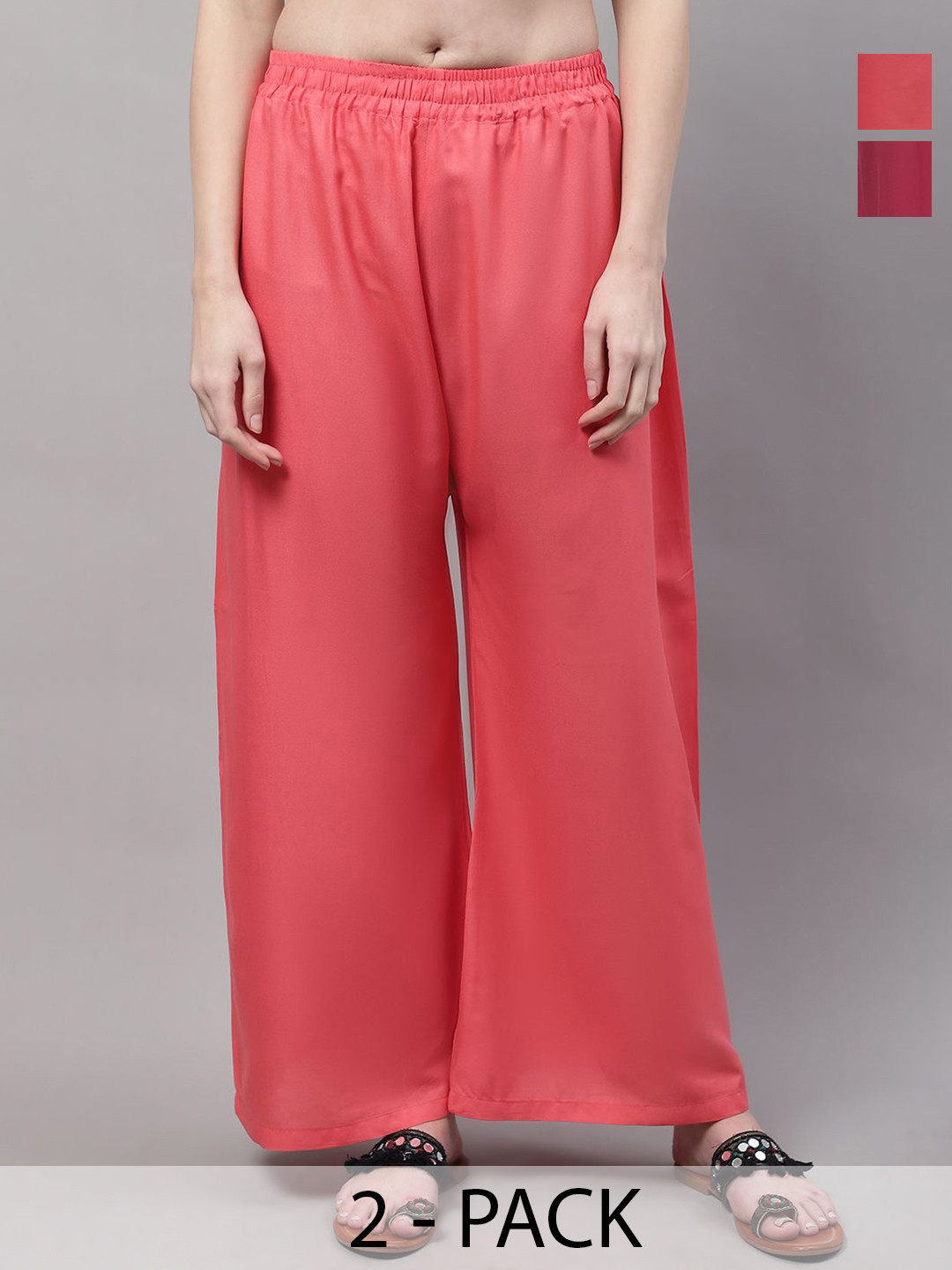 Valles365 by S.C. Women Pack of 2 Flared Palazzos