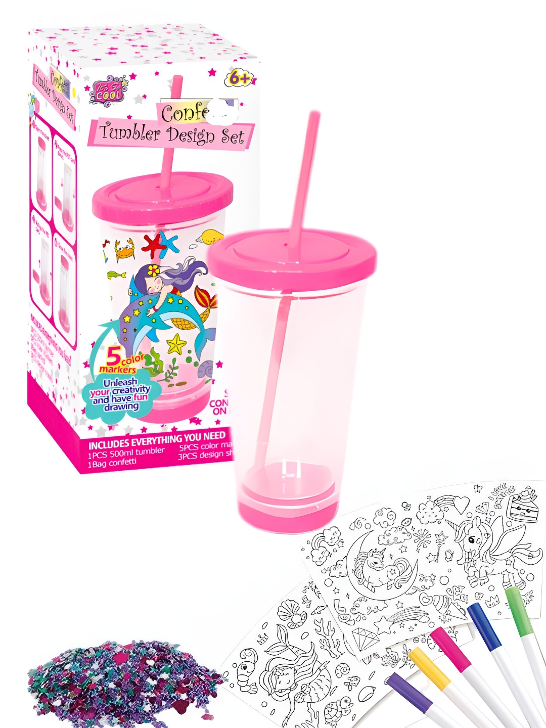 Tinker Squad Pink Solid Plastic Double Wall Vacuum Tumbler - 500ml