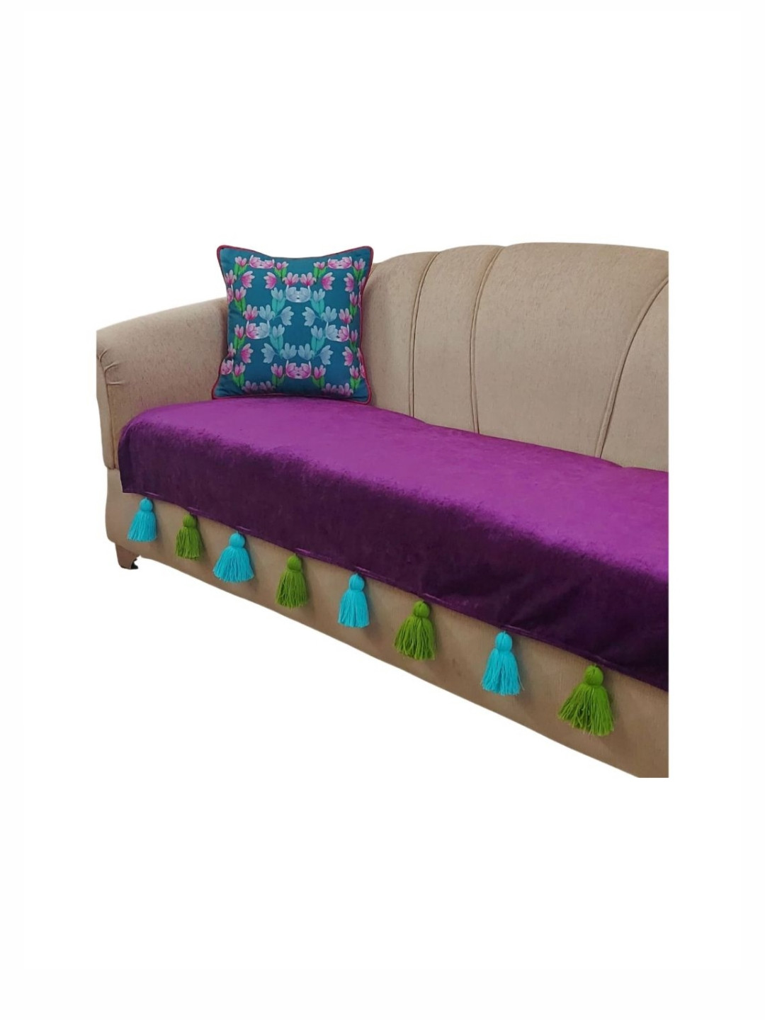 THROWPILLOW Purple & Olive Green 3 Seater Sofa Cover
