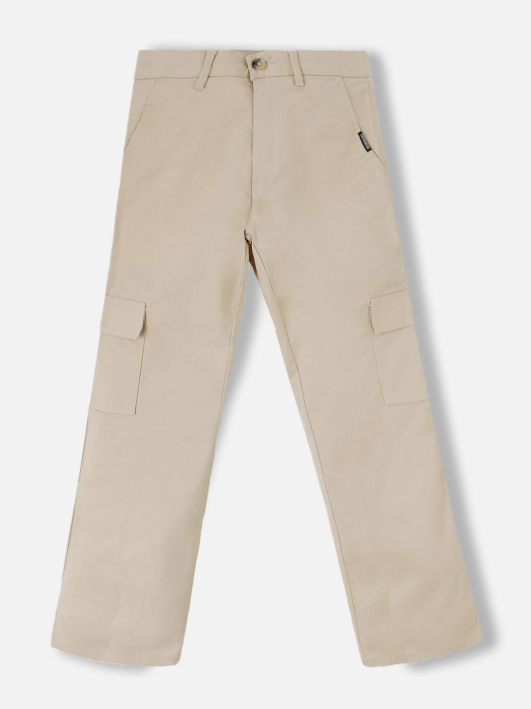 Urbano Juniors Boy's Cream Regular Fit Solid Cargo Chino Pant With 6 Pockets Stretchable