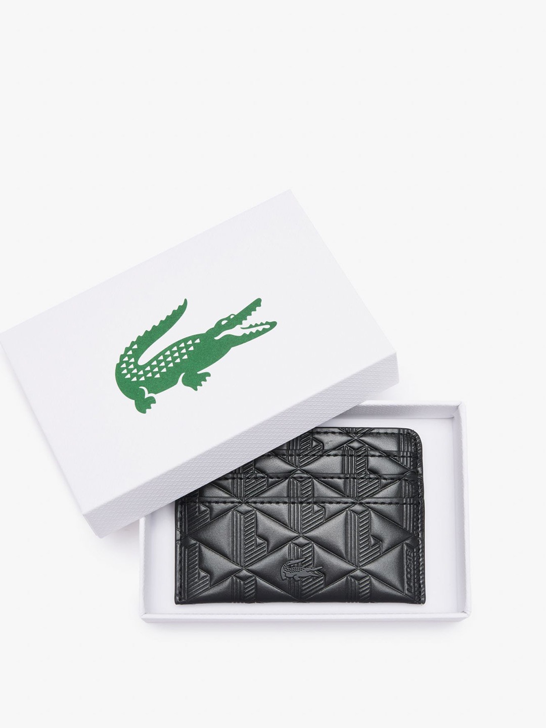 Lacoste Women Maheki Embossed Leather Card Holder