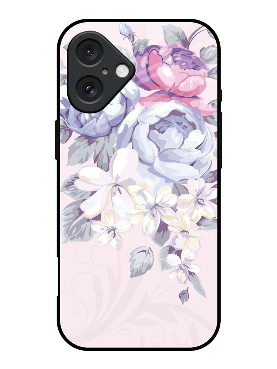 QRIOH iPhone 16 Elegant Floral Glass Back Case
