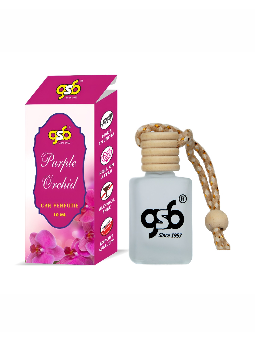 GSB Transparent Purple Orchid Hanging Car Air Freshener - 10 ml