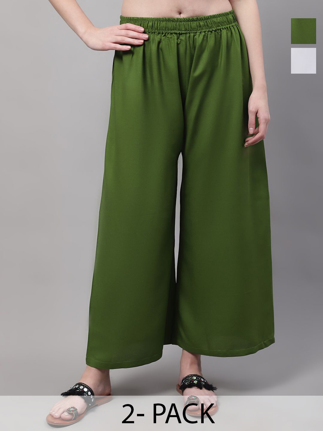 Valles365 by S.C. Women Pack of 2 Flared Palazzos