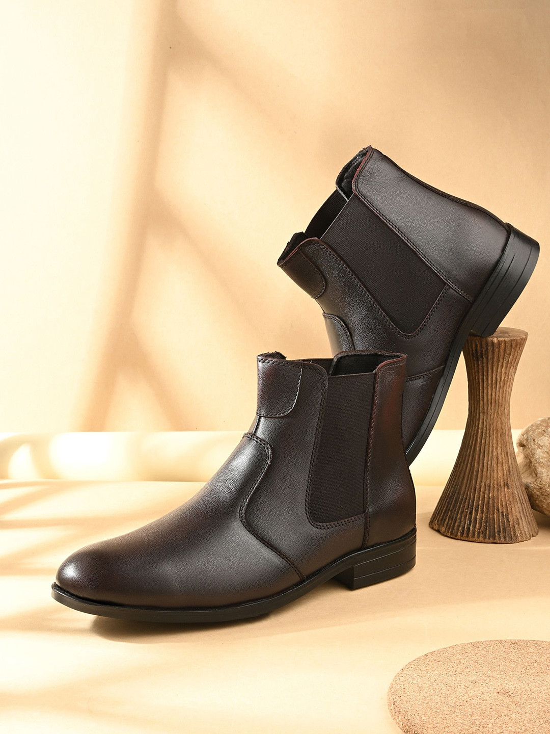 AfroJack Men Leather High Ankle Chelsea Boots