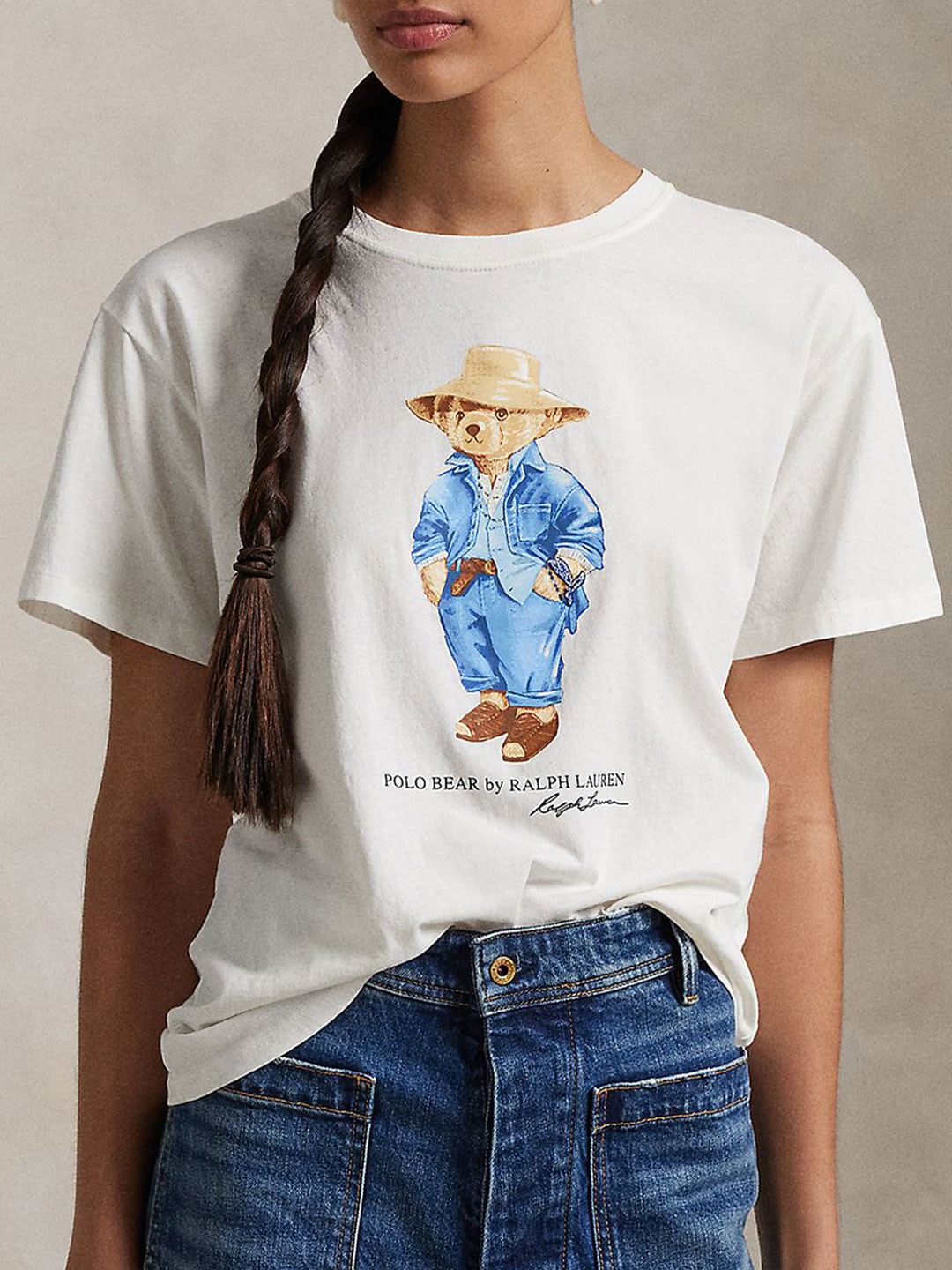 Polo Ralph Lauren Women Graphic Printed Round Neck Cotton Oversized T-shirt