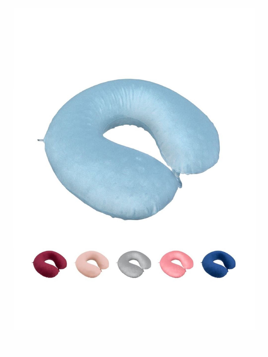 MA xNAP Sleep Support Blue Solid Faux Velvet Firm Memory Foam Travel Pillow-10 x 32 x 32 cm