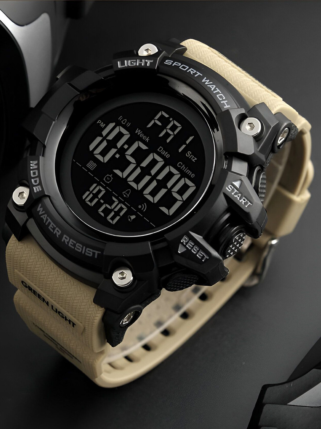 Otage Men Dial & Textured Straps Digital Watch Otg 1384 Khaki1