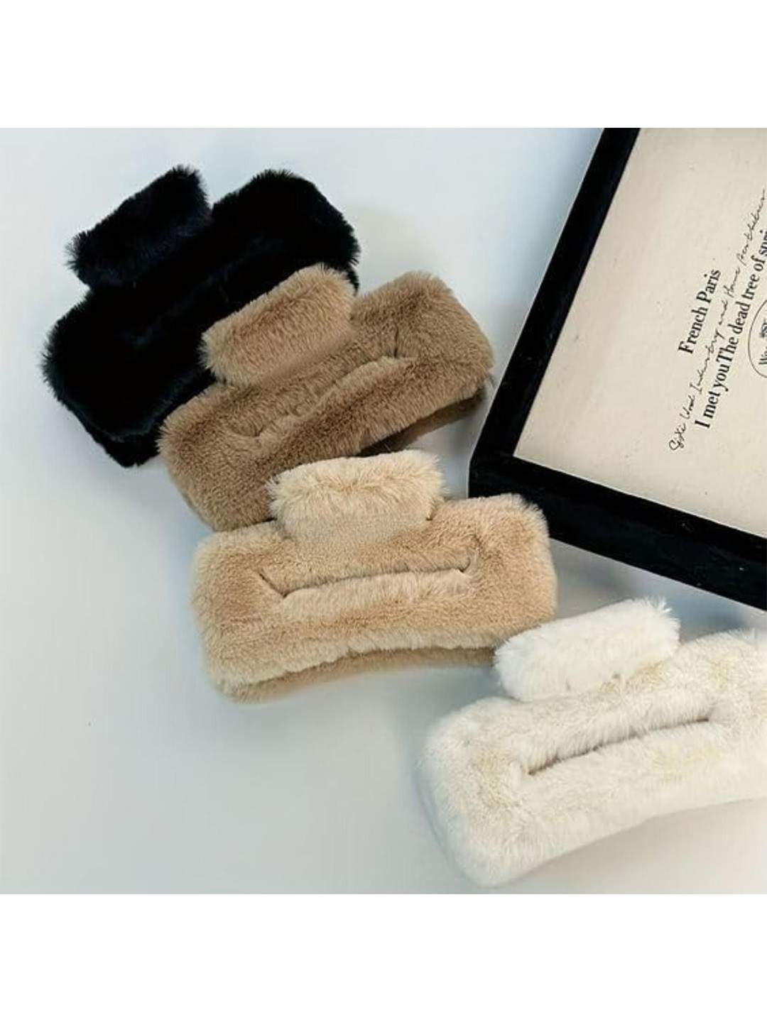 DN Creation Women Set Of 4 Assorted Faux Fur Claw Clips