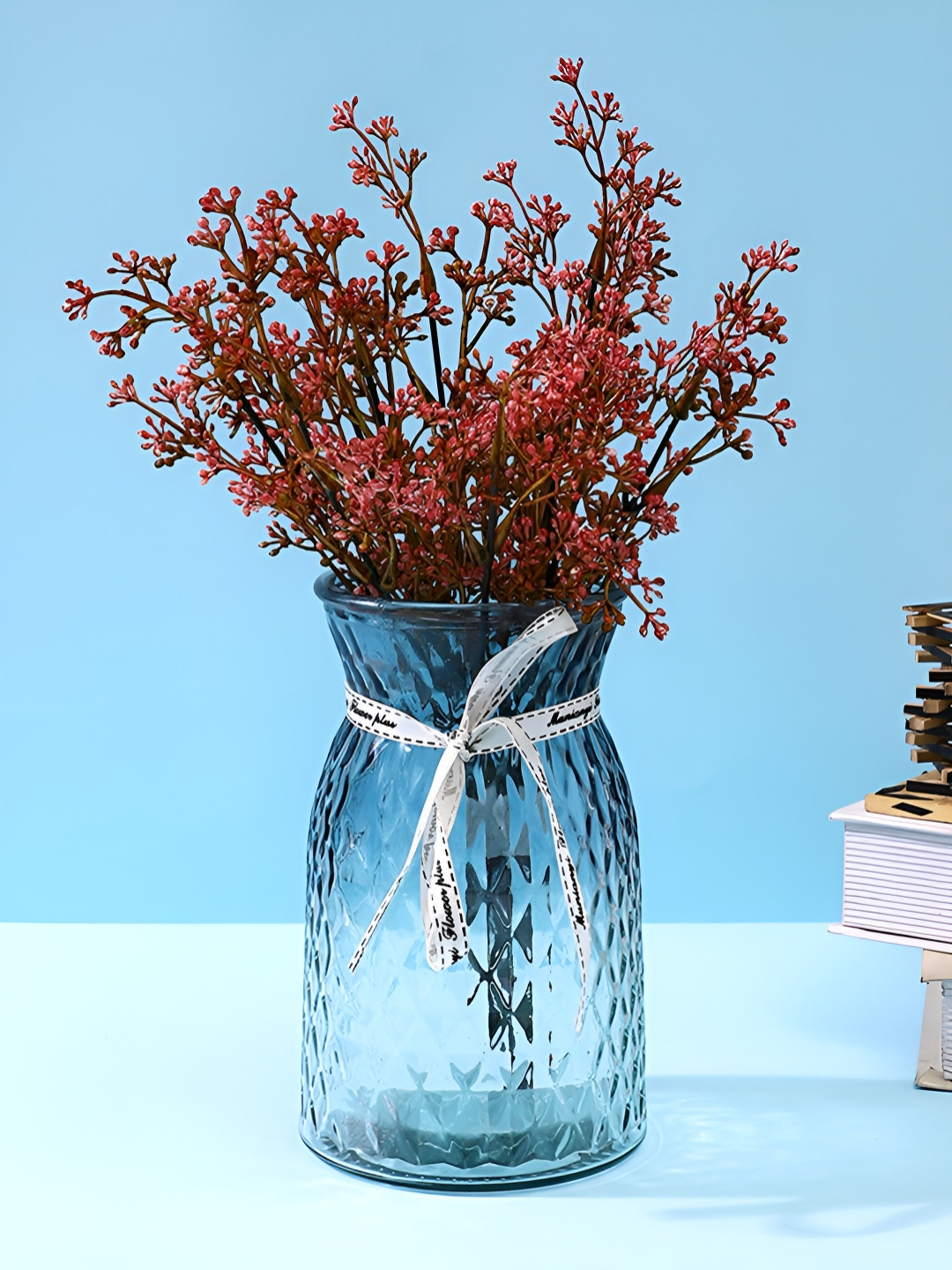 TAYHAA Pink And Brown Berry Artificial Flower