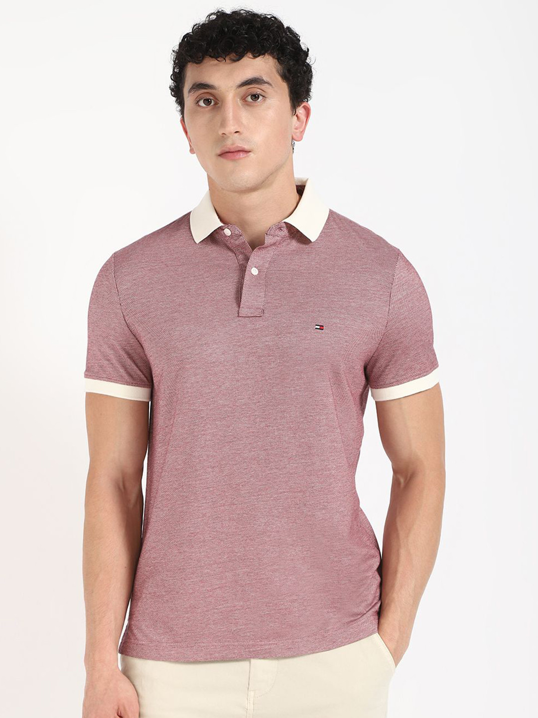 Tommy Hilfiger Men Solid Polo Collar Cotton T-shirt