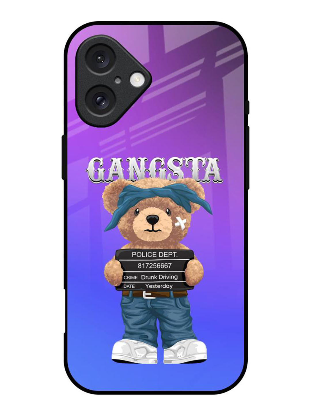 QRIOH Gangsta Bear Printed iPhone 16 Back Case
