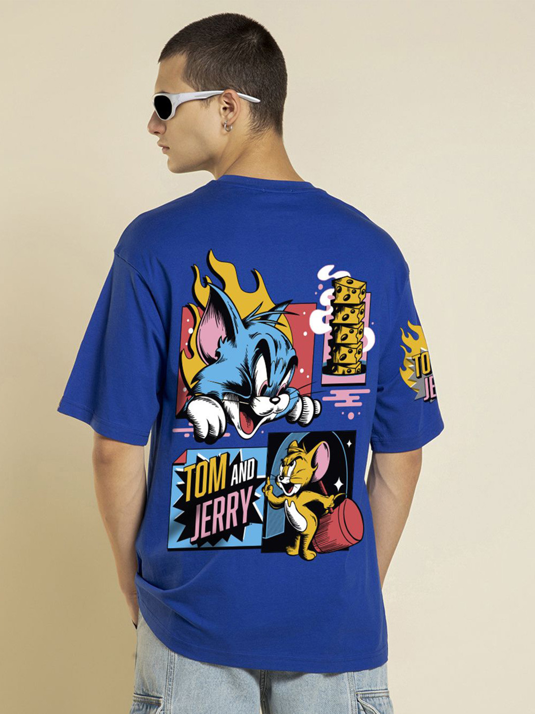 Bewakoof Men Official Cartoon Network Merchandise Tom & Jerry Printed Oversized T-shirt