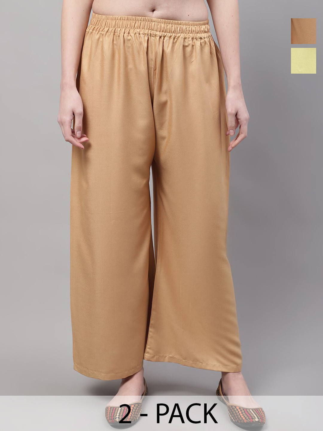 Valles365 by S.C. Women Pack of 2 Flared Palazzos