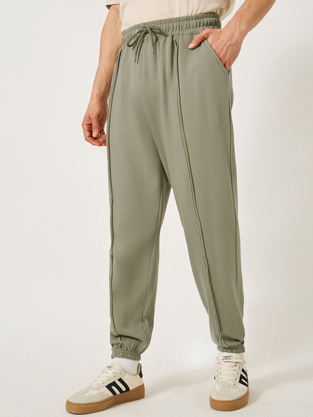 Styli Men Oversize Cotton Jogger with Raw seam detail