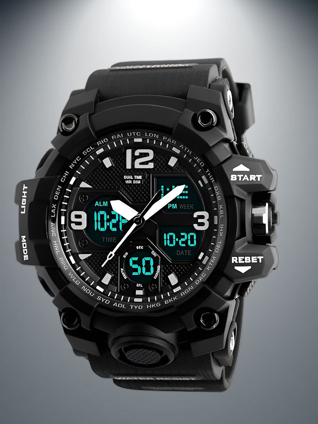 Otage Men Printed Dial & Textured Straps Analogue and Digital Watch Otg- 1327 Black