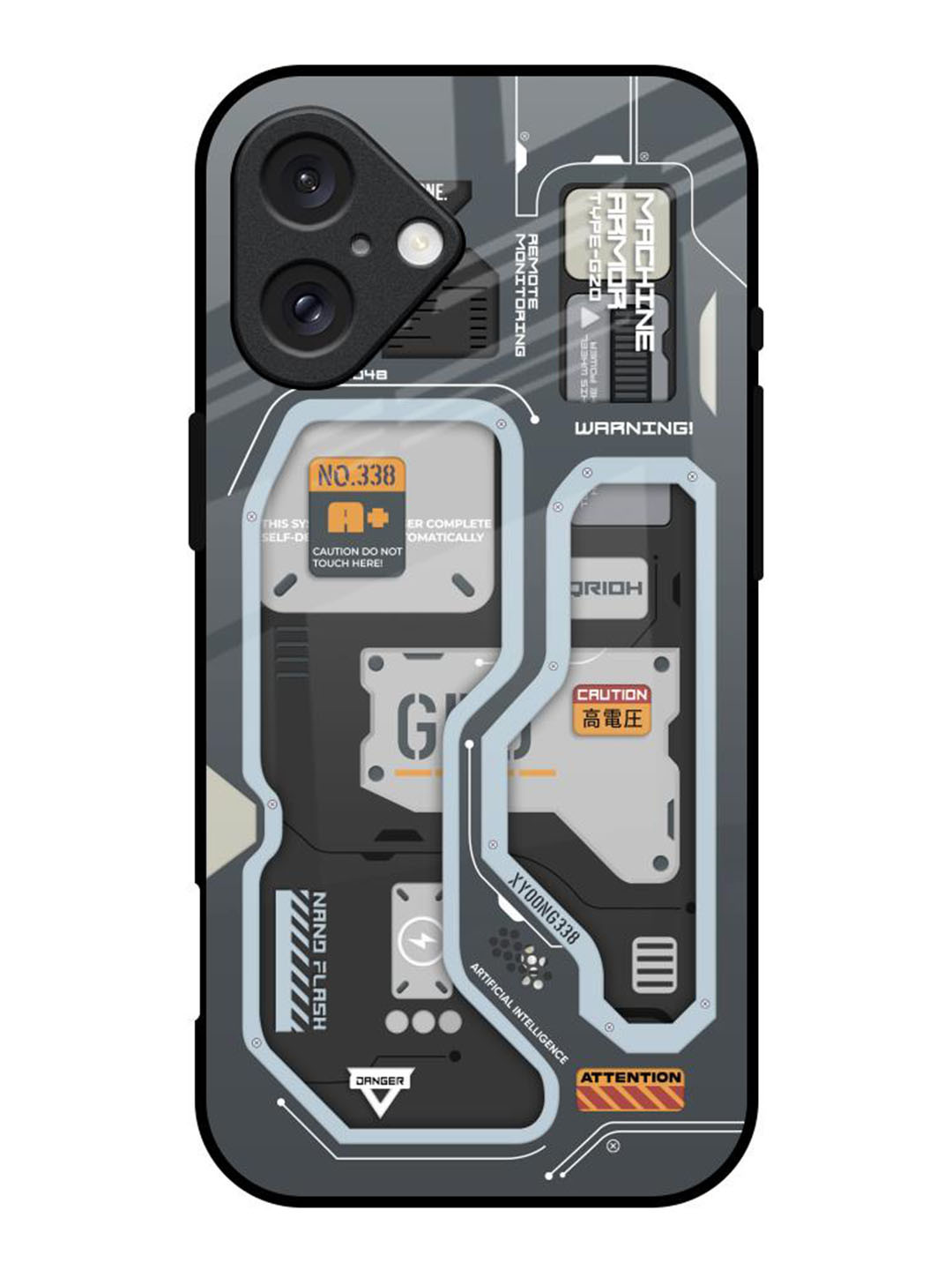 QRIOH iPhone 16 Retro Futuristic Glass Back Case